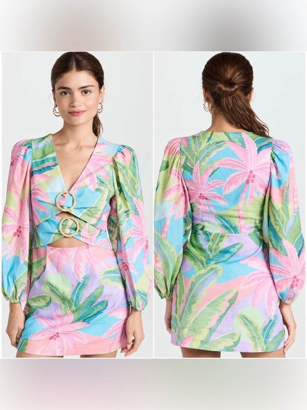 Farm Rio Beach Riot cut out dress with puff sleeves! ADORABLE!